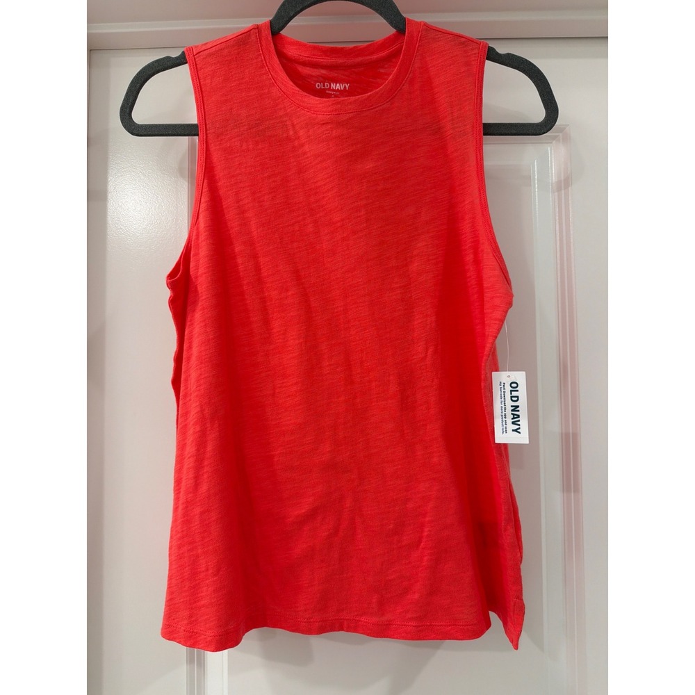 Old Navy Everywear Tank Top Womens Size M Coral Slub Knit Cotton Sleeveless Tank